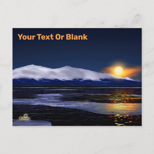 夕日が氷に沈む ポストカード (正面)