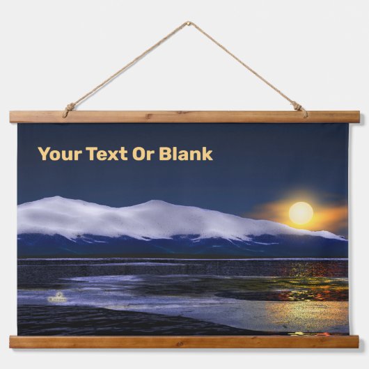 夕日が氷に沈む 吊り下げ型タペストリー (正面)