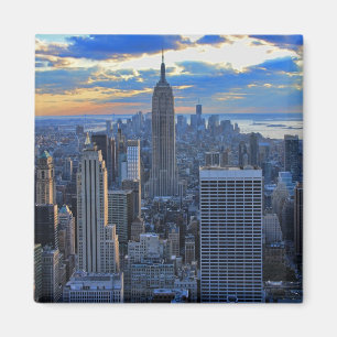 夕日が近づくにつれ、NYCスカイラインは午後遅く マグネット