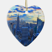 夕日が近づく午後の遅いNYCスカイライン セラミックオーナメント (右)