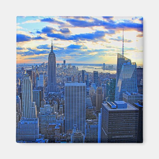 夕日が近づく午後の遅いNYCスカイライン マグネット (正面)