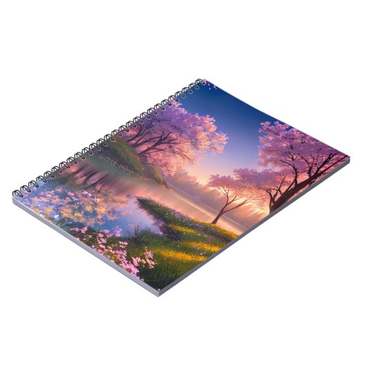 夕日とさくらんぼの花 ノートブック (左側)