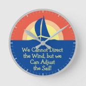 夕日とともにヨットレーシング ラウンド壁時計 (正面)