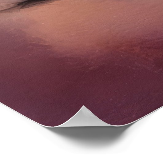 夕日とサボテンの水彩の砂漠の風景 ポスター (角)