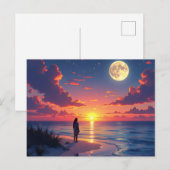 夕日と月が昇る ポストカード (正面/裏面)