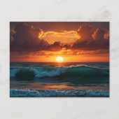 夕日と朝日と海のビーチの波 息をのむような景色 ポストカード (正面)