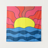 夕日と波 タペストリー (正面)