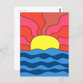 夕日と波 ポストカード