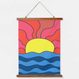 夕日と波 吊り下げ型タペストリー