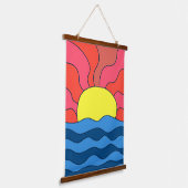 夕日と波 吊り下げ型タペストリー (傾斜あり)