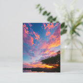 夕日と雲鮮やかの踊りがストリーム上 ポストカード (スタンド正面)