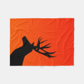 夕日と鹿 フリースブランケット (正面(横))