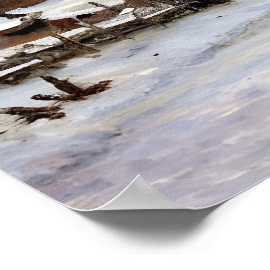 夕日による雪効果 ポスター (角)