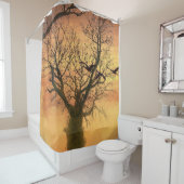 夕日にシャワーカーテンねじれた秋の木 シャワーカーテン (インサイチュ)