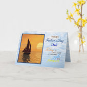 夕日にヨットが入る父の日。 カード (黄色い花)
