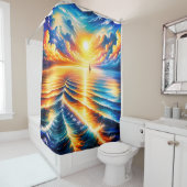 「夕日に入る:海の囁き」 シャワーカーテン (インサイチュ)
