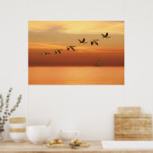 夕日に出航するカナダの鵞鳥 ポスター (キッチン)