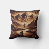 夕日に川のそばの山にイエスが立ち クッション (裏面)