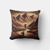 夕日に川のそばの山にイエスが立ち クッション (正面)