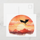 夕日に影を落としたドラゴン ポストカード (正面/裏面)