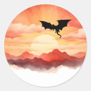 夕日に影を落としたドラゴン ラウンドシール