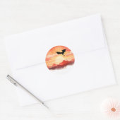 夕日に影を落としたドラゴン ラウンドシール (封筒)