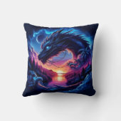 夕日に影を落とすドラゴン鮮やか クッション (裏面)