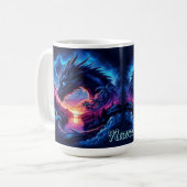 夕日に影を落とすドラゴン鮮やか コーヒーマグカップ (正面左)