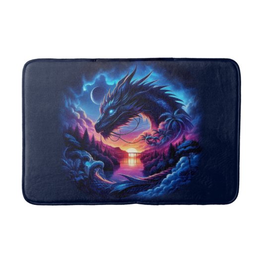 夕日に影を落とすドラゴン鮮やか バスマット (正面)