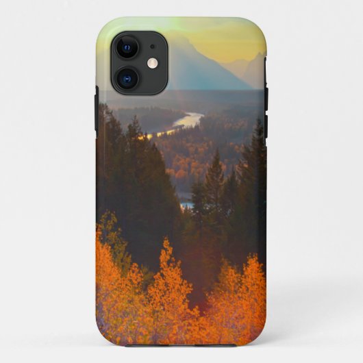 夕日に映えるスネーク川の上のゴールデン・アスペン Case-Mate iPhoneケース (裏面)