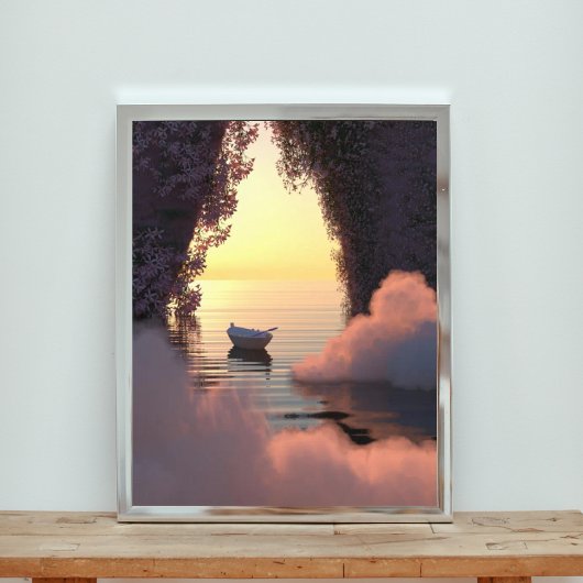 夕日に浮かぶ海 フォトプリント           
