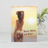 夕日に海でポーズをとるビキニの女の子 シーズンカード (スタンド正面)
