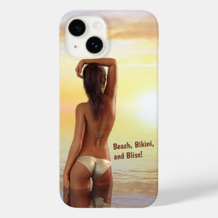 夕日に海でポーズをとるビキニの女の子 Case-Mate iPhone 14ケース