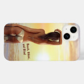 夕日に海でポーズをとるビキニの女の子 Case-Mate iPhoneケース (裏面 (横))