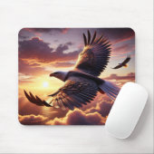 夕日に空を舞うワシ マウスパッド (マウス)