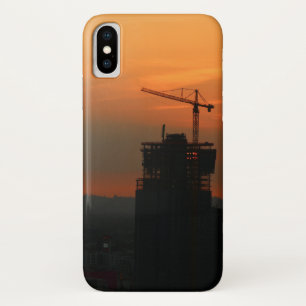 夕日に素晴らしタワークレーンを備えた電話ケース iPhone X ケース