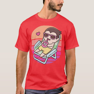 夕日に血液パックで飲むかわいい吸血鬼G Tシャツ
