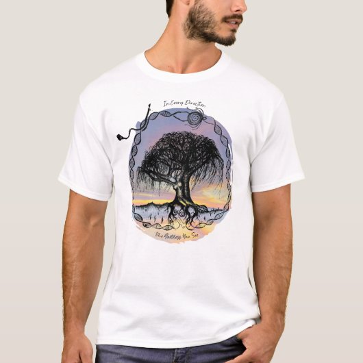 夕日のあらゆる方向に女神の木 Tシャツ (正面)