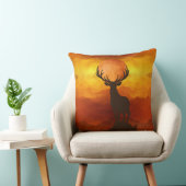 夕日のある山の上に鹿バック クッション (椅子)