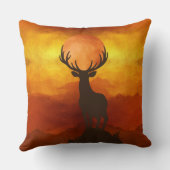 夕日のある山の上に鹿バック クッション (裏面)