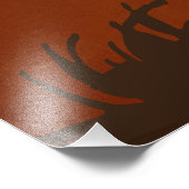 夕日のある山の上に鹿バック フォトプリント            (角)