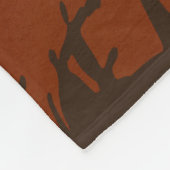 夕日のある山の上に鹿バック フリースブランケット (角)