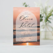 夕日のある海のビーチの背景 招待状 (スタンド正面)