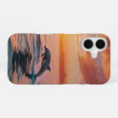 夕日のイルカ iPhone 16ケース (裏面横)