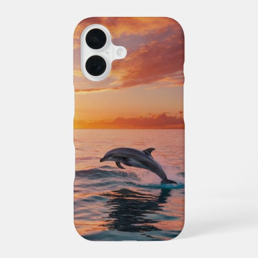 夕日のイルカ iPhone 16ケース (裏面)