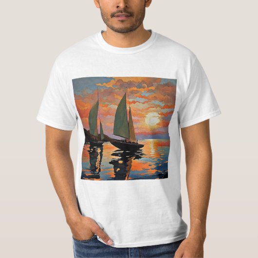 夕日のセーリング5 Tシャツ (正面)