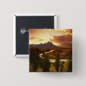 夕日のテトン山脈、スネークリバー 缶バッジ (正面&裏面)