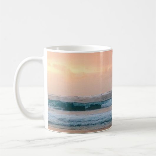 夕日のビーチと海 コーヒーマグカップ (左)