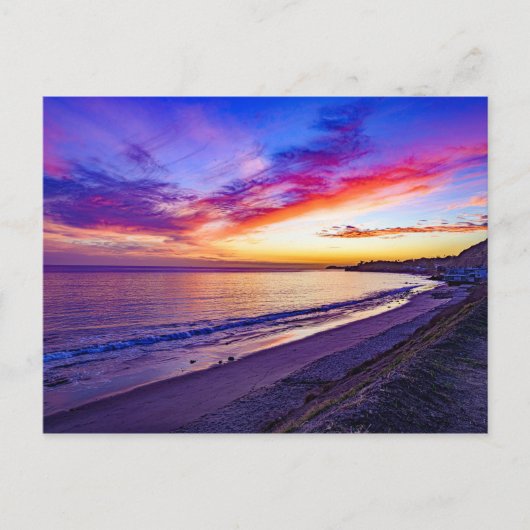 夕日のビーチはがき ポストカード (正面)