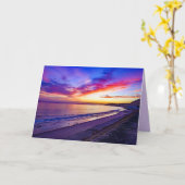 夕日のビーチグリーティングカード カード (黄色い花)